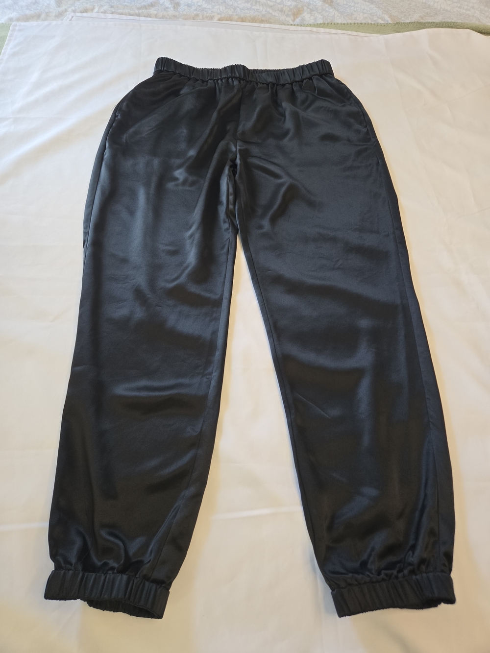 Frame Satin Black Elastic-Waist Satin Pants